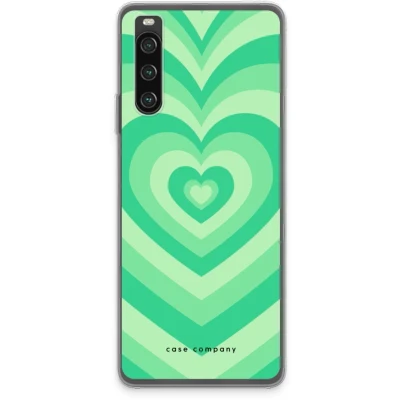 Afbeelding van Case Company® hoesje geschikt voor Sony Xperia 10 IV Hart Groen Soft Cover Telefoonhoesje Bescherming aan alle Kanten en Schermrand