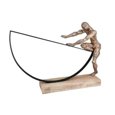 Afbeelding van Casablanca decoratief figuur heren aluminium hout zwart brons hoogte 29,5 cm