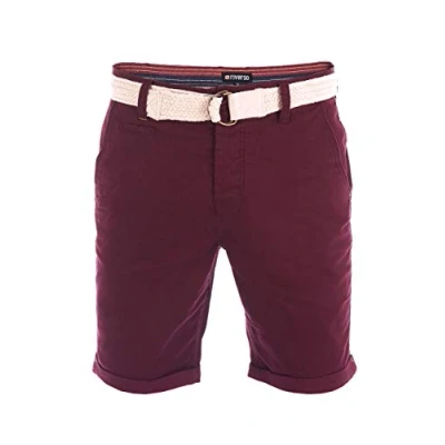 Afbeelding van riverso heren Chino shorts RIVHenry riem bermuda korte broek 98% katoen lichtblauw donkerblauw navy rood groen oranje beige grijs w30 w42, wijnrood (15400)