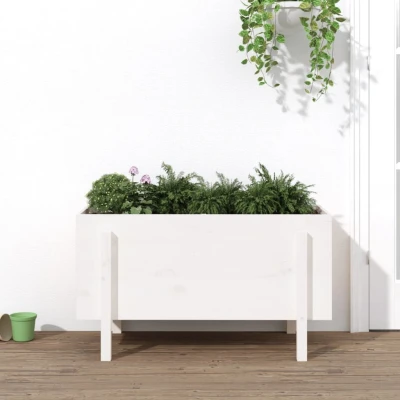 Afbeelding van Plantenbak verhoogd 101x50x57 cm massief grenenhout wit