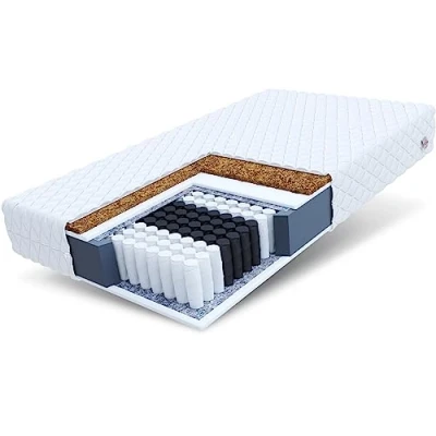 Afbeelding van FDM Home MAX Matras, 160 x 200 cm, pocketverenkerning, hoogte 24 hardheidsgraad H3 H4, 7 ligzones, Öko Tex geschikt voor mensen met een allergie, wasbaar, kokosvezel inzetstuk