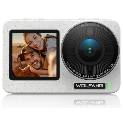 Afbeelding van WOLFANG Seeker One White waterdichte actiecamera met 4K60 Ultra HD video, kleurendisplay dubbel scherm, onderwatercamera, live streaming, webcam, stabilisatie GO APE