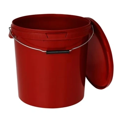 Afbeelding van BenBow opbergemmer van kunststof met deksel, 30 liter, rood, 5 x geschikt voor levensmiddelen, robuust, luchtdicht, lekvrij, geurloos, metalen handvat