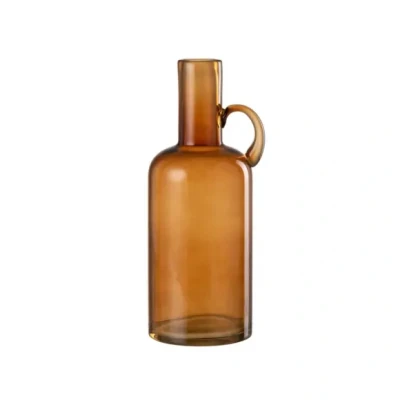 Afbeelding van J Line vaas Cilinder 1 handvat glas bruin