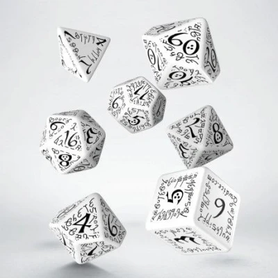 Afbeelding van Q Workshop Elvish dobbelstenen set wit en zwart (7)