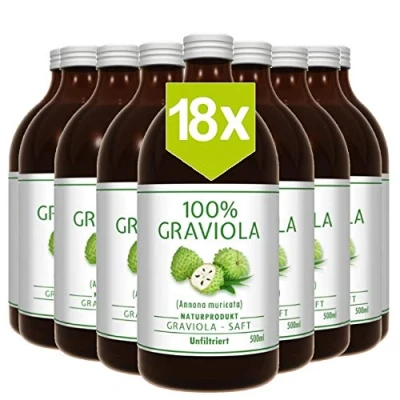 Afbeelding van 18 x 100% Graviola SUC ongefilterd en vega (18 500 ml) geproduceerd met puree Guanabana. Zuurzak. Soursop. Stachelannone.