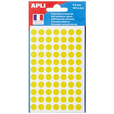 Afbeelding van Agipa ronde etiketten in etui diameter 8 mm, geel, 462 stuks, 77 per blad