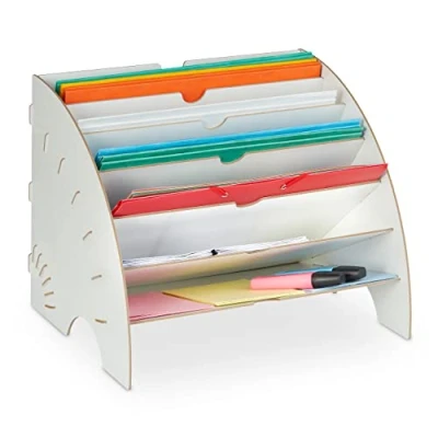 Afbeelding van Relaxdays brievenbak 6 vakken documentenhouder bureau organizer sorteerbak brieven wit