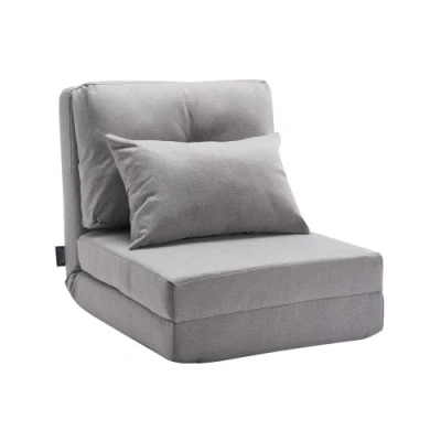 Image de VEVOR Chaise de sol fauteuil convertible pliable à 5 positions réglables gris