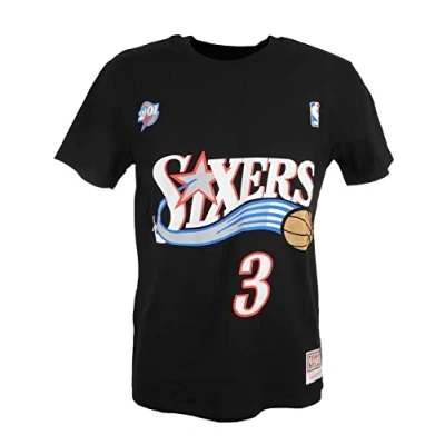Afbeelding van Mitchell &amp; Ness NBA Philadelphia 76ERS &amp;N Allen Iverson Tshirt print, Heren, Maat: XXL, Black