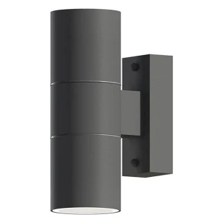 Afbeelding van Calex Wandlamp Up &amp; Downlight Turin 2x GU10 IP54 Water en Stofbestendig Geschikt voor Binnen Buiten Eenvoudige installatie Cilinder Antraciet