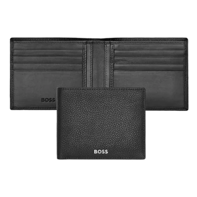 Afbeelding van HUGO BOSS Leren Kaarthoes Classic Grained Card Case Black Zwart