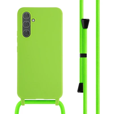 Afbeelding van iMoshion hoesje Geschikt voor Samsung Galaxy A54 (5G) met koord Siliconen design Groen / Avocado Green