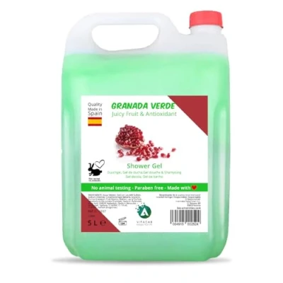 Afbeelding van Vitacab douchegel badgel 5 liter jerrycan navulverpakking Hotel welkomstproducten Vloeibare badzeep Granaatappel hydraterende hotelgels