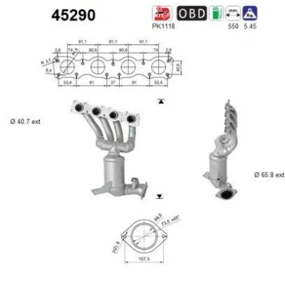 Afbeelding van AS 45290 Katalysator Euro4/Euro5 BMW: 3 Touring, 1 Hatchback, Coupe