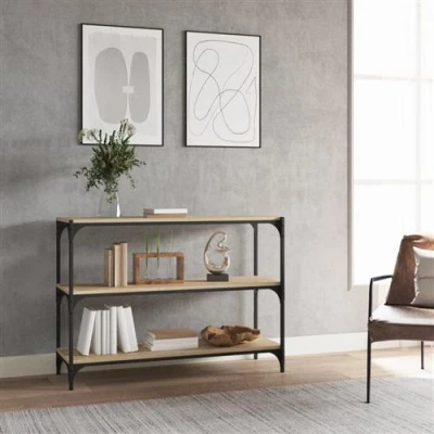 Afbeelding van Boekenkast 100x33x70,5 cm bewerkt hout en staal sonoma eiken