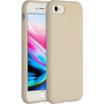 Afbeelding van Accezz Hoesje Geschikt voor iPhone SE (2022) / (2020) 8 7 Siliconen Liquid Silicone Backcover beige