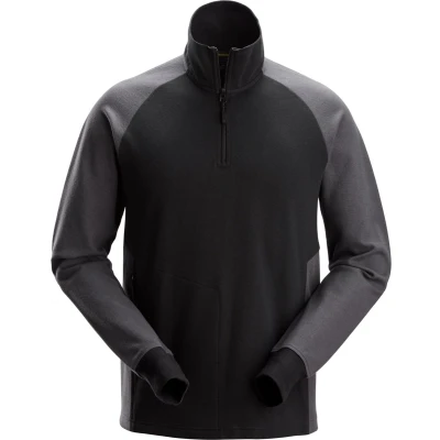 Afbeelding van Snickers 2841 Tweekleurig Sweatshirt met Halve Rits Zwart/Staal Grijs