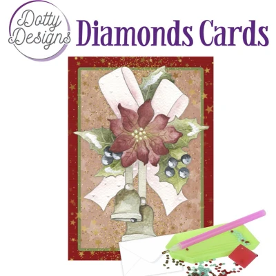 Afbeelding van Dotty Designs Diamond Cards Christmas Bells with Red Flower