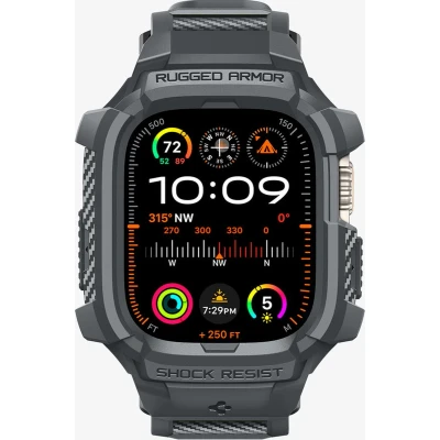 Afbeelding van Spigen Rugged Armor Pro Hoesje en Bandje Geschikt voor Apple Watch Ultra (2) Grijs
