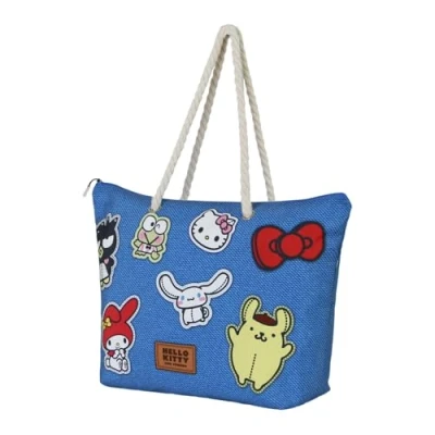 Afbeelding van Karactermania Sanrio Hello Kitty Stickers Zon Strandtas met rits Shopper Blauw