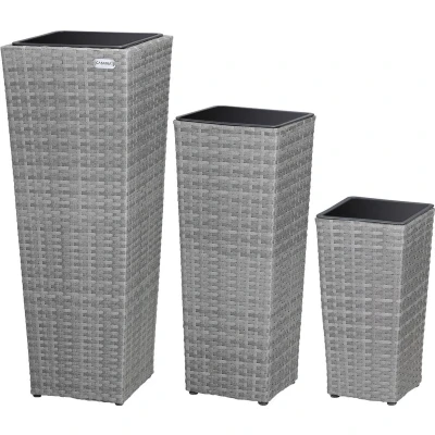 Afbeelding van Casaria Bloempotten 3 stuks Polyrattan