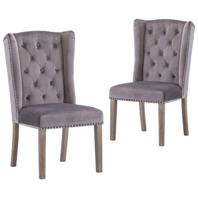 Afbeelding van vidaXL Eetkamerstoelen 2 st fluweel grijs