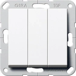 Afbeelding van Gira Systeem 55 drukcontact 3 voudig 10A 250V zuiver wit glanzend