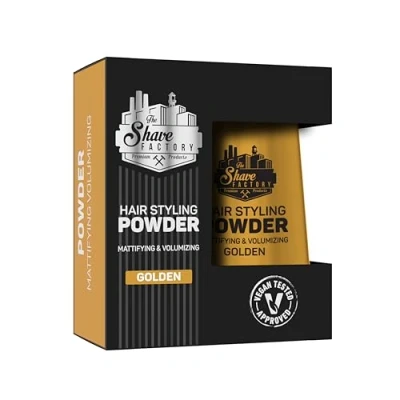 Afbeelding van The Shave Factory Hair Styling Powder matterend en volume voor een ongeëvenaarde textuur, matte afwerking perfect elke look haartype 20 g (goud, 1 stuk)
