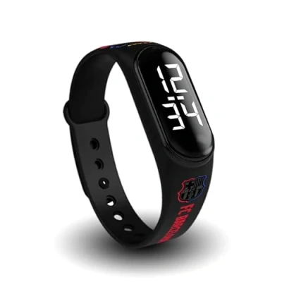 Afbeelding van FIT &amp; FUN Digitaal horloge met officiële FC Barcelona armband, waterdicht, sporthorloge kalenderfuncties, officieel Barça design, 2e outfit, seizoen 24 25