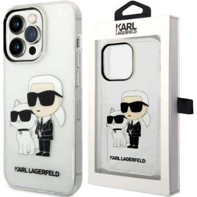 Afbeelding van Karl Lagerfeld KLHCP14LHNKCTGT iPhone 14 Pro 6.1 transparante hardcase Gliter Karl&amp;Choupette
