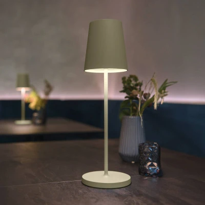 Afbeelding van SLV LED oplaadbare lamp Vinolina Two, groen, aluminium, Ø 11 cm, IP65