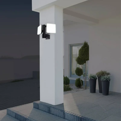 Afbeelding van LED buiten wandlamp Jaro, sensor, tweelamps
