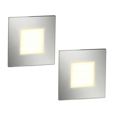 Afbeelding van ledscom.de FEX LED trapverlichting voor binnen en buiten hoek, roestvrij staal, 85 x mm, warm wit, 2 stuks
