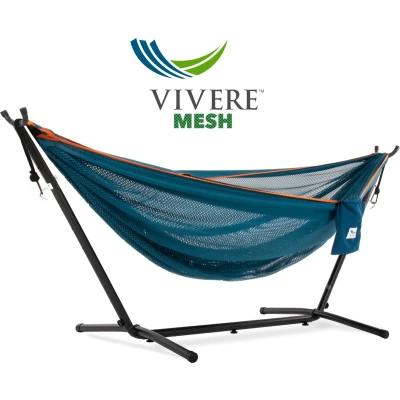 Afbeelding van Vivere Mesh Hangmat met Standaard Blauw/Oranje