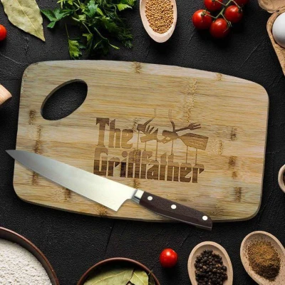 Afbeelding van MikaMax The Grill Father Snijplank Godfather Cutting Board Bamboe Gemaakt van Hoogwaardig 38 x 24 1,5 cm