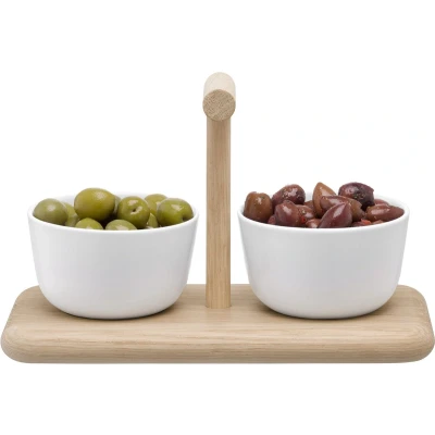Afbeelding van L.S.A. Dine Serveerplank met 2 Schalen Diep White / Porcelain