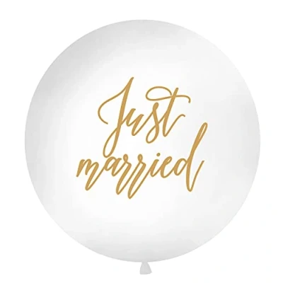 Afbeelding van Partydeco Grote witte ballon Just married 1m