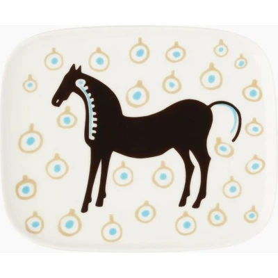 Afbeelding van Marimekko Oiva / Musta Tamma bord 15x12cm Wit