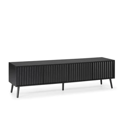 Afbeelding van HOMN LIVING TV regenkast 4 deuren kleur zwart, 160 cm (breedte) 40 (diepte) 45 (hoogte)