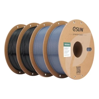 Afbeelding van eSUN PETG filament 1,75 mm, Basic filament, hoge sterkte, spoel 1 kg (2,2 lbs) 3D printerfilament voor printers (zwart 2 + grijs kg, 4 kg)