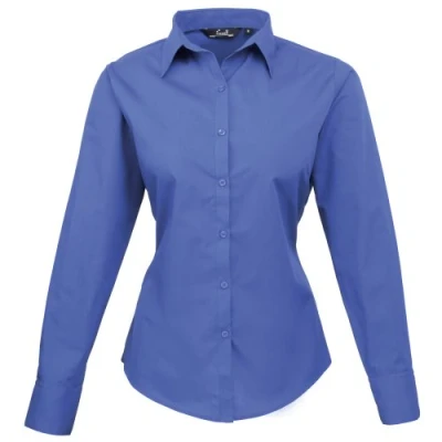 Afbeelding van Premier fitness dames lange mouwen popeline blouse, Royal Blauw