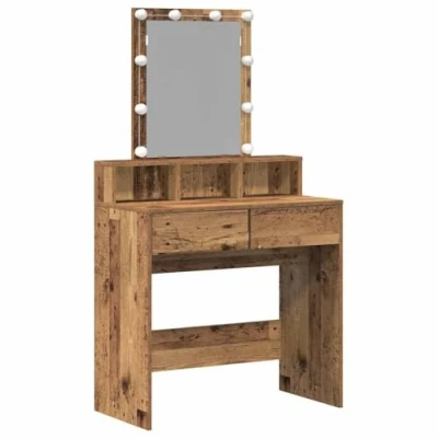 Afbeelding van vidaXL Kaptafel Oud hout Massief Standaard Spiegel