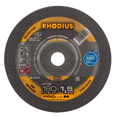 Afbeelding van Rhodius XT38 205701 Doorslijpschijf recht 180 mm 1 stuk(s) RVS, Staal