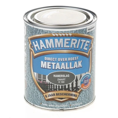 Afbeelding van Hammerite Metaallak Hamerslag Zwart 0,75 liter Kunststof &amp; metaal verf
