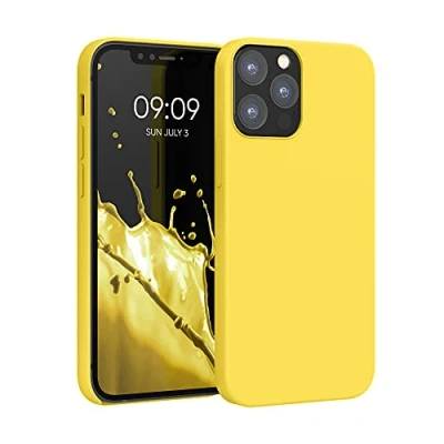 Afbeelding van kwmobile telefoonhoesje voor Apple iPhone 12 / Pro Hoesje met siliconen coating Smartphone case in stralend geel