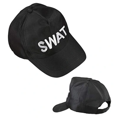 Afbeelding van Widmann Politie &amp; Detective Kostuum Amerikaanse Cap Swat Zwart Carnavalskleding Verkleedkleding
