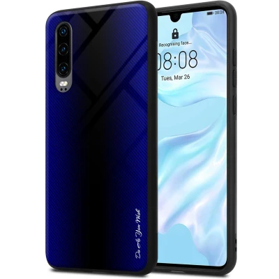 Afbeelding van Cadorabo Hoesje geschikt voor Huawei P30 in KOBALT PAARS Beschermhoes gemaakt van TPU silicone Case Cover en achterkant gehard glas