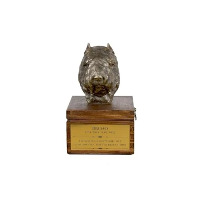Afbeelding van Bouvier des Flandres urn hond met beeldje voor hondenas, gepersonaliseerd