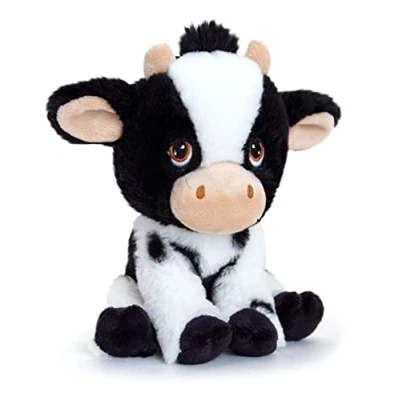 Afbeelding van Pluche knuffel dieren zwart/witte koe 18 cm Knuffelbeesten Boerderij koeien